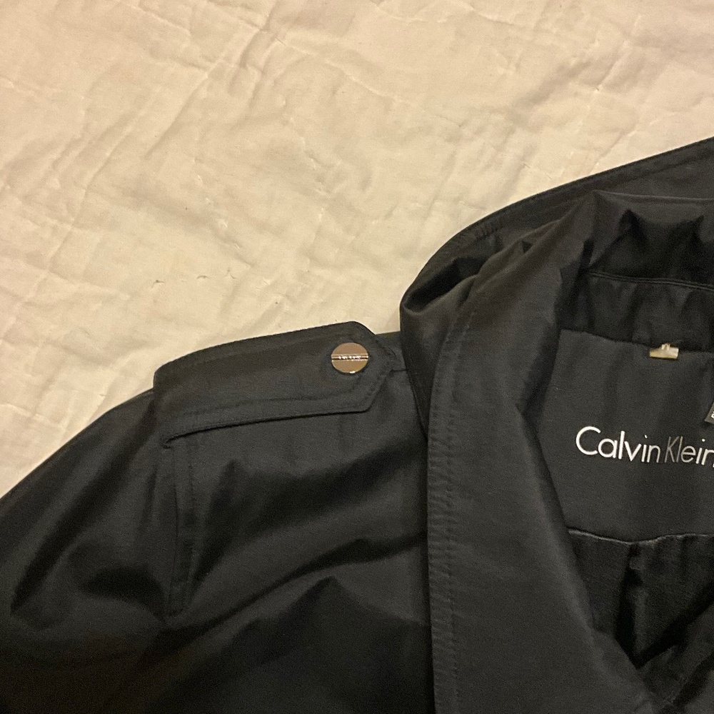 Calvin Klein Rain/Trench Coat Black size Medium - Picture 6 of 11